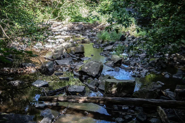 Cours Eau Jonché Rochers Avec Cascade Dans Siegerland — Photo