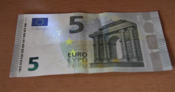 Euro Bank Note Fluoresces Light — Stock Video