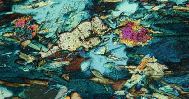 Chlorite Slate Rock Section Microscope Polarized Light — 비디오