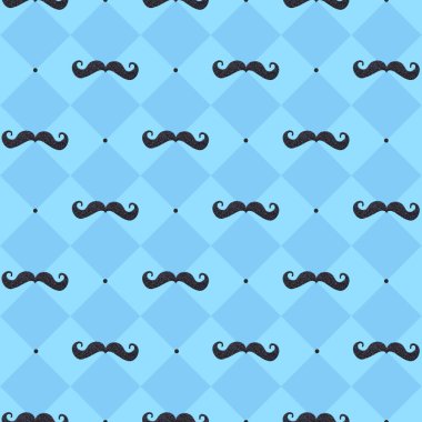 Babalar Günü için mavi arka planda kusursuz bıyık deseni. 