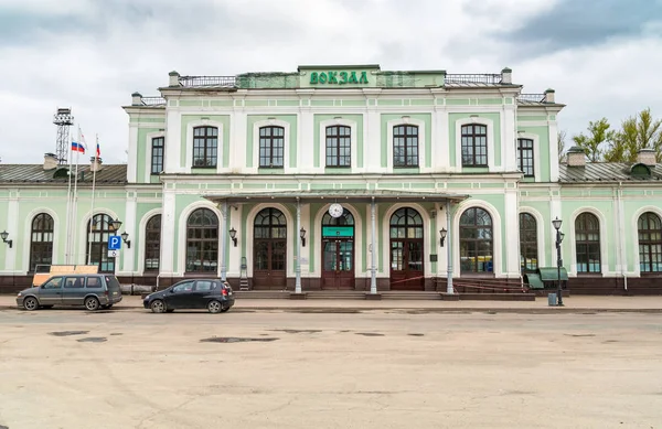 Pskov Rusland Mei 2018 Weergave Van Treinstation Gevel Pskov Rusland — Stockfoto