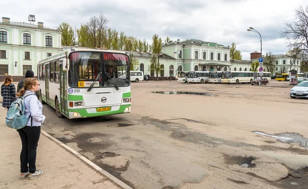 Pskov Fédération Russie Mai 2018 Vue Gare Avec Des Bus — Photo