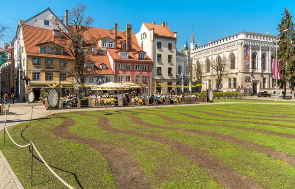 Riga Lettland April 2018 Historisches Zentrum Mit Bunten Häusern Und — Stockfoto