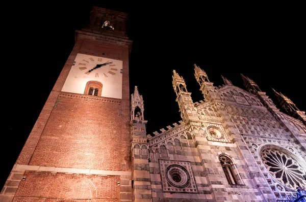 Vista Nocturna Catedral Monza Monza Lombardía Italia — Foto de Stock