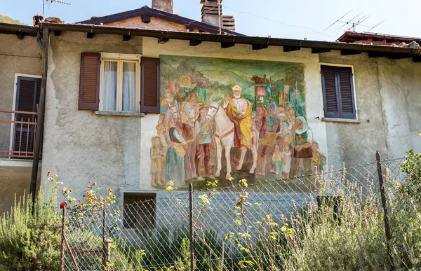 Arcumeggia Varese Italia Septiembre 2018 Pintura Pared Una Casa Pueblo — Foto de Stock