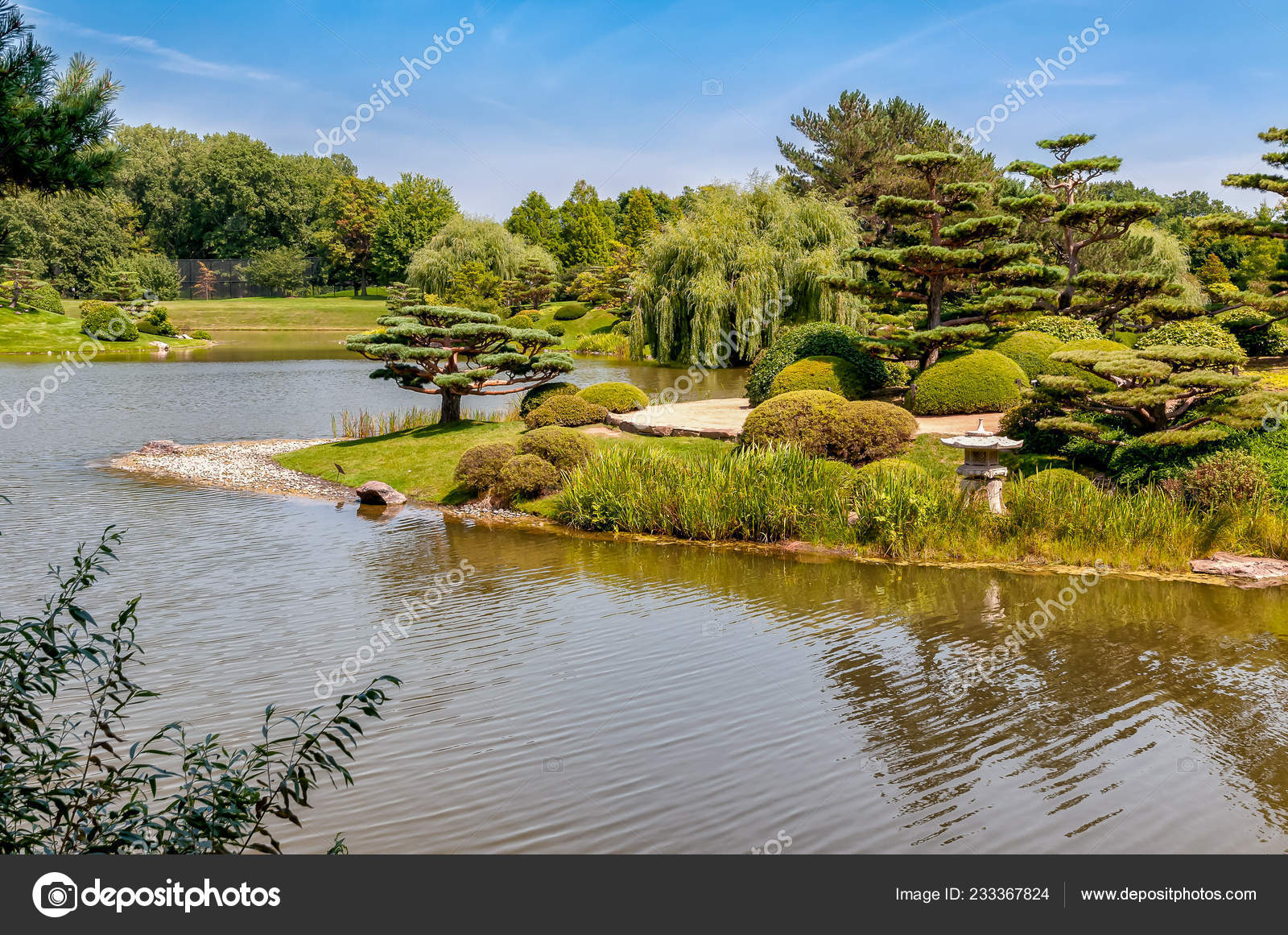 Summer Landscape Japanese Garden Chicago Botanic Garden Glencoe