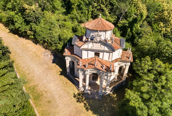 Flygfoto Över Kapellet Och Den Heliga Vägen Heliga Montera Varese — Stockfoto