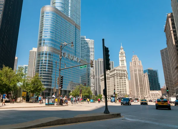 Chicago Illinois Estados Unidos Agosto 2014 Calle Centro Chicago Con — Foto de Stock