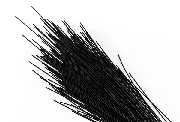 Black Spaghetti Squid Ink Isolated White Background — Stock Photo, Image