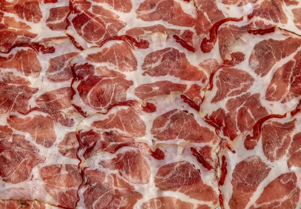 Antecedentes Carne Cerdo Salami Curada Aire Coppa —  Fotos de Stock