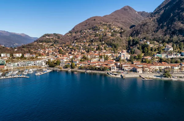 Luftaufnahme Von Lavendel Mombello Ufer Des Lago Maggiore — Stockfoto