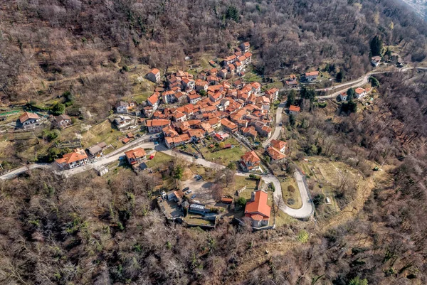 Luchtfoto Van Beroemdste Geschilderde Dorp Arcumeggia Provincie Varese Italië — Stockfoto