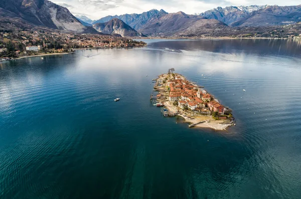 Vista Aérea Isla Los Pescadores Isola Dei Pescatori Lago Maggiore — Foto de Stock