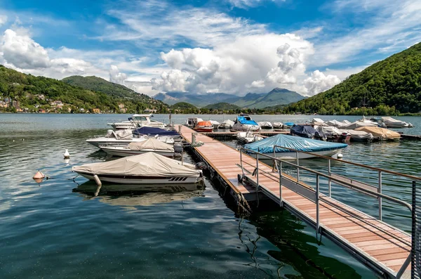 Landscape Lake Lugano Swiss Alps Lavena Ponte Tresa Province Varese — Stock Photo, Image