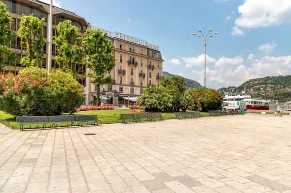 Como Lombardia Itália Junho 2019 Praça Cavour Frente Lago Como — Fotografia de Stock