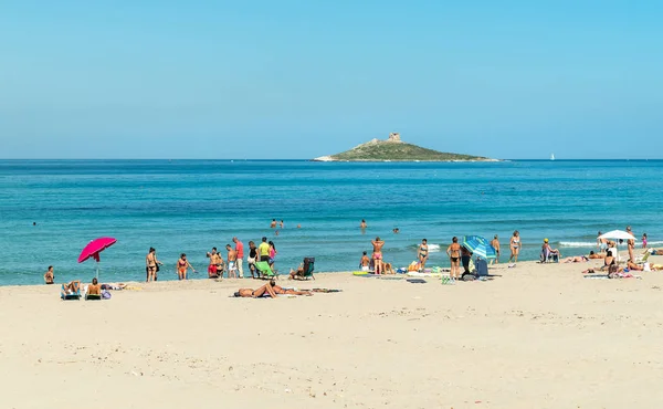 Isola Delle Femmine Palermo Itália Setembro 2018 Pessoas Desfrutando Praia — Fotografia de Stock