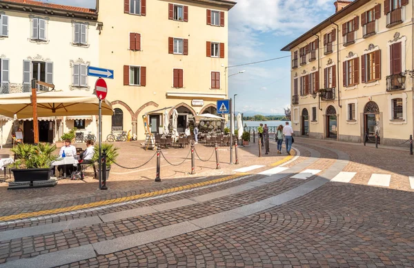 Arona Piemont Itálie Září 2019 Pohled Hlavní Náměstí Piazza Del — Stock fotografie