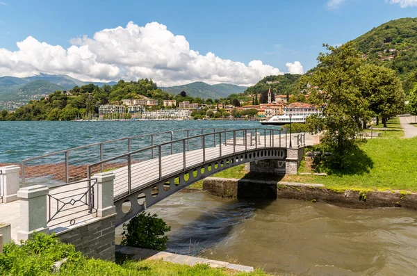 View Laveno Mombello Tourism Capital Eastern Shore Lake Maggiore Province — Stock Photo, Image