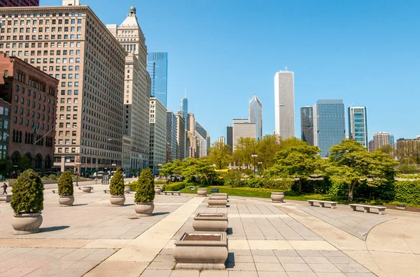 Calle Horizonte Del Centro Chicago Día Soleado Illinois — Foto de Stock