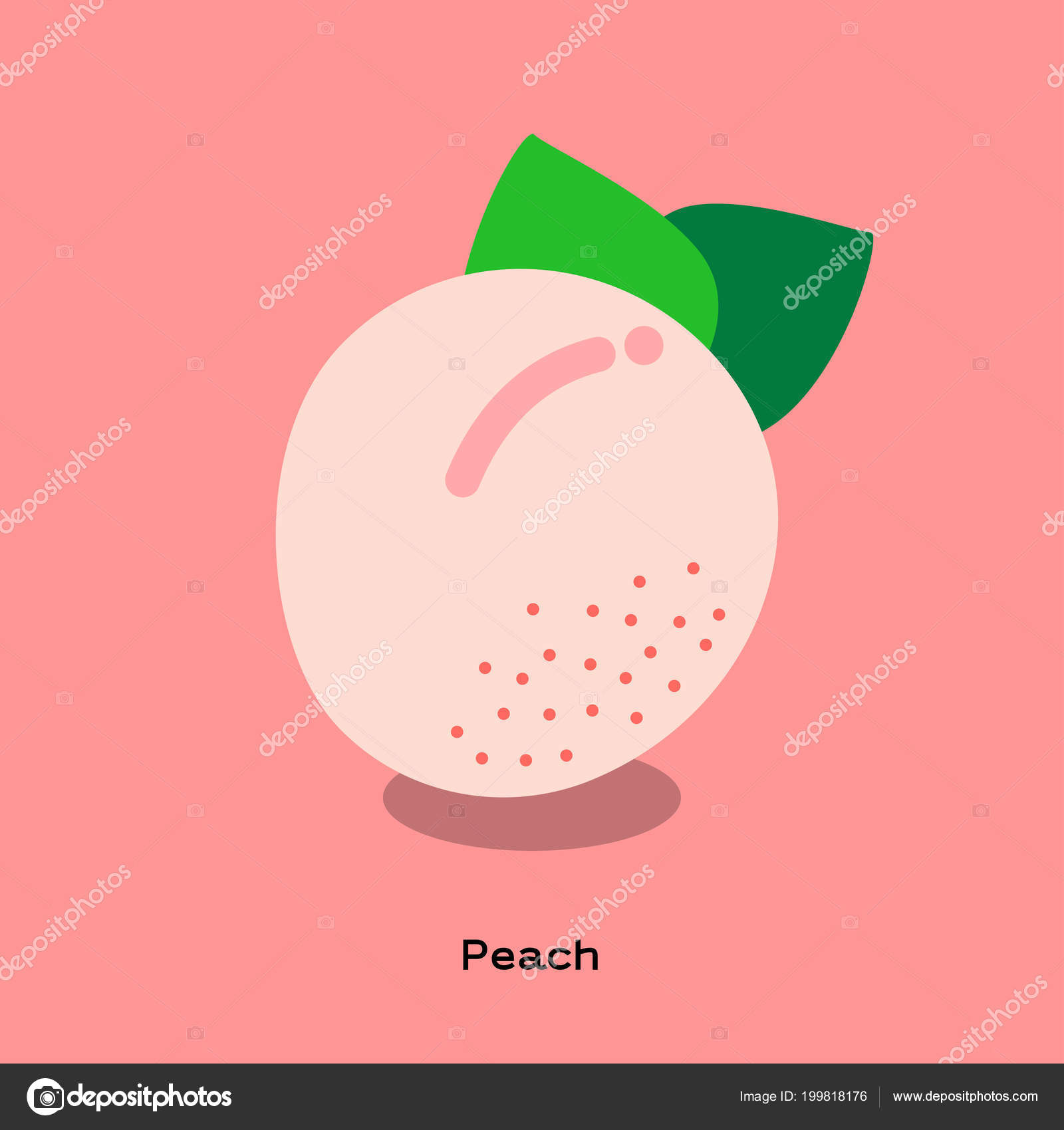 Illustration Pink Peach Leaves Light Pink Background Word Stock
