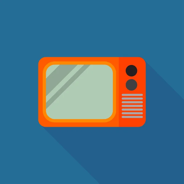 Illustrate Orange Retro Television Blue Background — Stock Vector