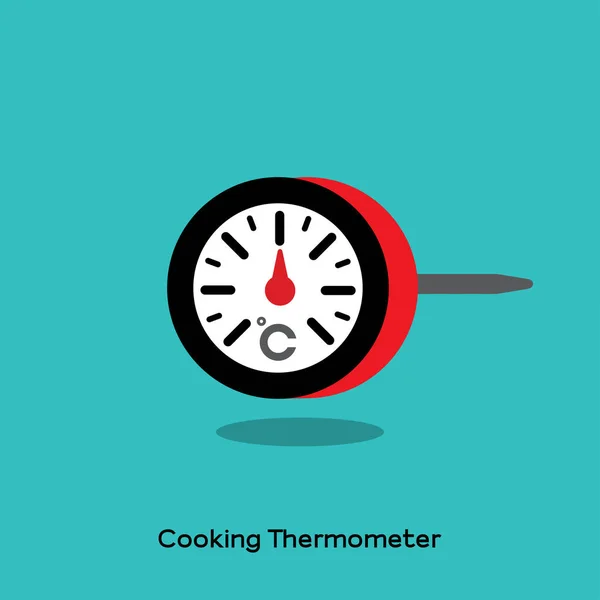 Термометр Червоного Приготування Або Ясний Термометр Срібною Голкою Випічки Синьому — стоковий вектор