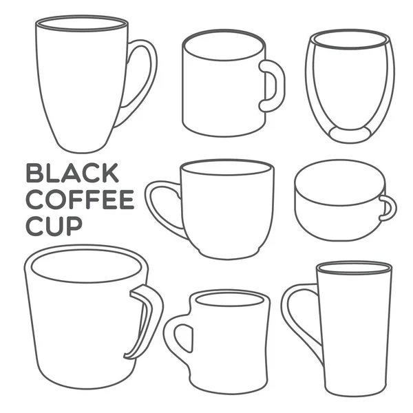 Kolekce Šálků Kávy Různých Tvarech — Stockový vektor