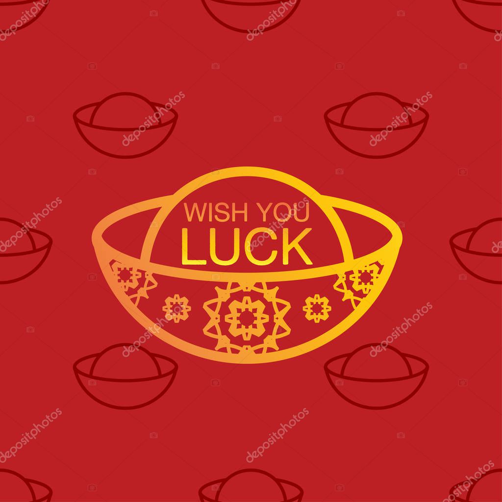 Lovely Gold Bar Decorated With Ornaments Wishing You Luck On The Red Background With Gold Bar Pattern For Lunar Chinese New Year Premium Vector In Adobe Illustrator Ai Ai