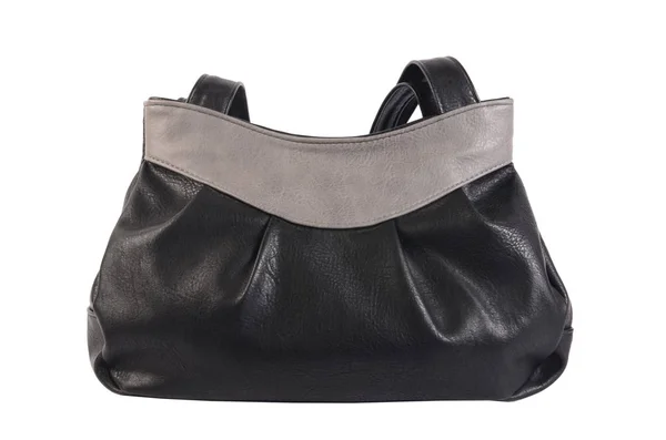 Bolso Cuero Negro Para Mujer Aislado Blanco —  Fotos de Stock