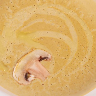 Champignon yakın çekim kremalı mantar çorbası