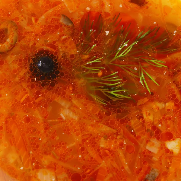 Solyanka Soup Olives Onions Close — Stock Photo, Image