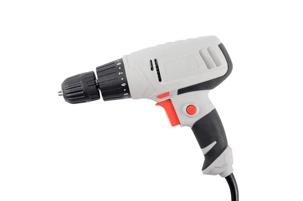 New Electric Drill Isolated White — Stock Photo, Image