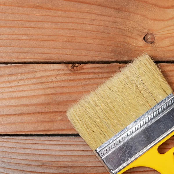 Pinsel Zum Malen Von Farbe Auf Holzgrund — Stockfoto
