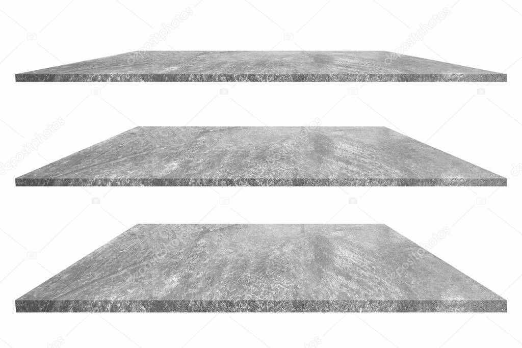 Stone top table or shelf on white background blank template for displaying products.