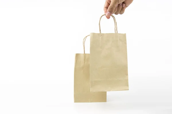 Gros Plan Main Tient Vide Sans Logo Sac Provisions Papier — Photo