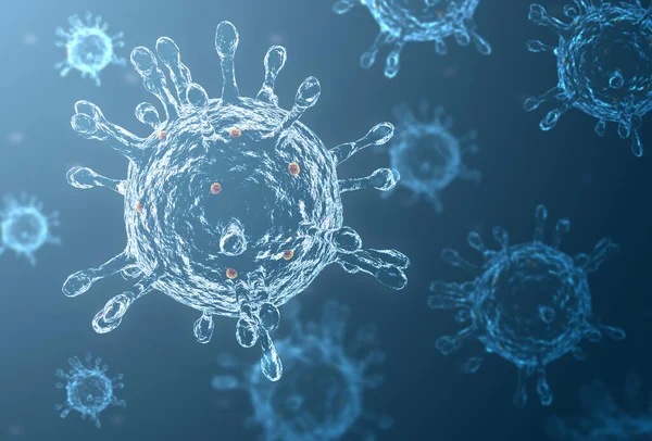 Covid-19 virus germs cells or coronavirus illustration 3D render or virus abstract background.