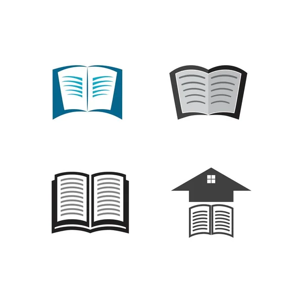 Книжковий Логотип Шаблон Векторний Дизайн Ілюстрації — стоковий вектор