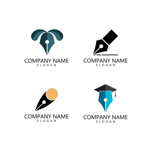 Pen Logo Icon Vector Template Illustration — Stock Vector