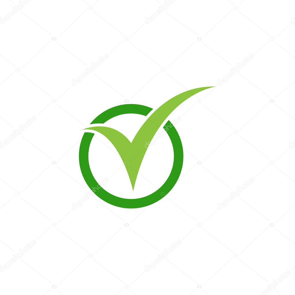 Check mark V Letter Logo Template