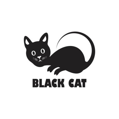 Kedi logosu illüstrasyon ikon vektör şablonu