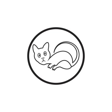 Kedi logosu illüstrasyon ikon vektör şablonu