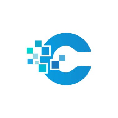 C Harfi Alfabe yazı tipi logo vektör tasarımı