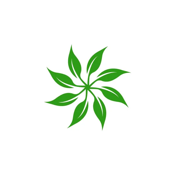 緑の葉のロゴ生態自然要素ベクトルアイコン — ストックベクタ