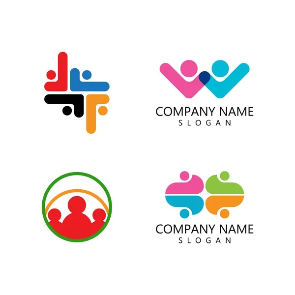 Adopción Cuidado Comunitario Logo Plantilla Vector — Archivo Imágenes Vectoriales