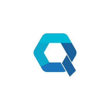 Q harfi dalga logo vektör şablonu çizim tasarımı