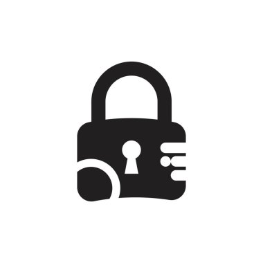 asma kilit logo vektör şablonu çizimi