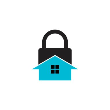 asma kilit logo vektör şablonu çizimi