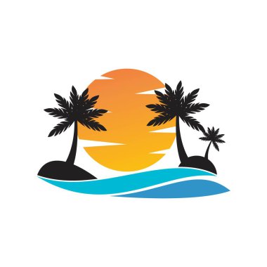 Palmiye ağacı logo şablonu vektör çizimi