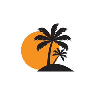 Palmiye ağacı logo şablonu vektör çizimi