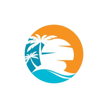 Palmiye ağacı logo şablonu vektör çizimi